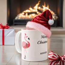 Pink Flamingo Santa Name Tier Weihnachten