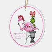 Pink Flamingo Santa Personalisiert Keramik Ornament (Links)