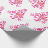 Pink Flamingo Santa Snowflake Weihnachtsbaum Geschenkpapier (Ecke)