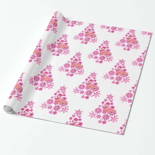 Pink Flamingo Santa Snowflake Weihnachtsbaum Geschenkpapier (Ungerollt)