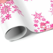 Pink Flamingo Santa Snowflake Weihnachtsbaum Geschenkpapier (Rolleneckpunkt)