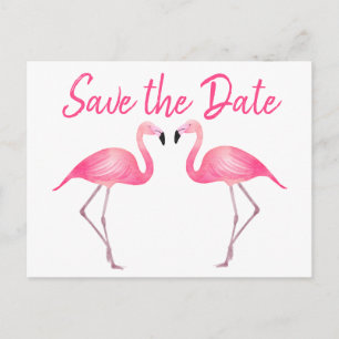 Pink Flamingo Save the Date Verlobung Hochzeit Ankündigungspostkarte