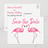 Pink Flamingo Save the Date Verlobung Hochzeit Ankündigungspostkarte (Vorne/Hinten)