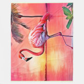 Pink Flamingo Scene Design Fleecedecke (Vorderseite)