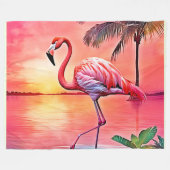 Pink Flamingo Scene Design Fleecedecke (Vorderseite (Horizontal))