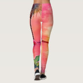Pink Flamingo Scene Design Leggings (Rückseite)