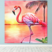 Pink Flamingo Scene Design Leinwanddruck (Insitu (Holzboden))