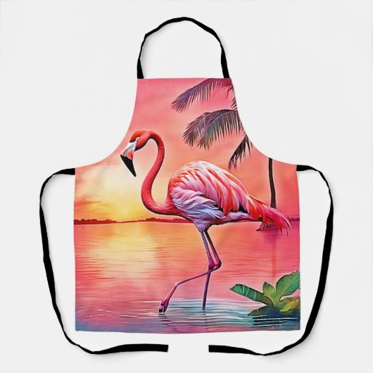 Pink Flamingo Scene Design Schürze (Vorderseite)
