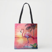 Pink Flamingo Scene Design Tasche (Vorderseite)