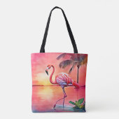 Pink Flamingo Scene Design Tasche (Rückseite)
