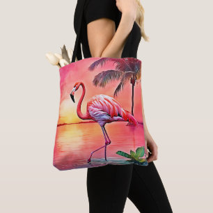 Pink Flamingo Scene Design Tasche