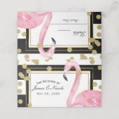 Pink Flamingo Schwarz-weiß Gold Tischnummer Platzkarte (Außenseite Aufgefaltet)