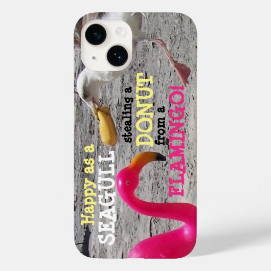 Pink Flamingo Seagull Donut Beach Spaß Case-Mate iPhone Hülle (Rückseite)