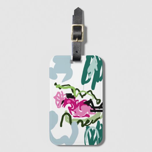 Pink flamingo set gepäckanhänger (Vorderseite Vertikal)