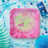 Pink Flamingo Sie sind schön Inspiration Pappteller (Party)