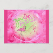 Pink Flamingo Sie sind schön Inspiration Postkarte (Vorderseite)