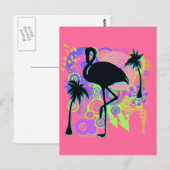 Pink Flamingo Silhouette Postkarte (Vorne/Hinten)