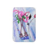 Pink Flamingo Skier Bath Mat - Funny Badematte (Vorderseite Vertikal)
