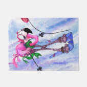 Pink Flamingo Skier Doormat Fußmatte (Vorderseite)