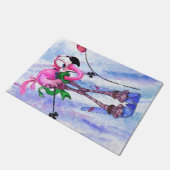 Pink Flamingo Skier Doormat Fußmatte (Schrägansicht)