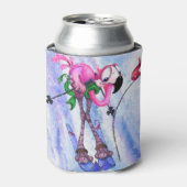 Pink Flamingo Skier Funny Can Cooler Dosenkühler (Kanne Vorderseite)
