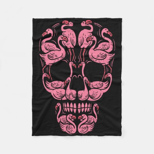 Pink Flamingo Skull Brustkrebs Bewusstsein Hallow Fleecedecke (Vorderseite)