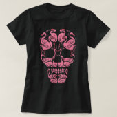 Pink Flamingo Skull Brustkrebs Bewusstsein Hallow T-Shirt (Design vorne)