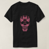 Pink Flamingo Skull Brustkrebs Bewusstsein Hallow T-Shirt (Design vorne)