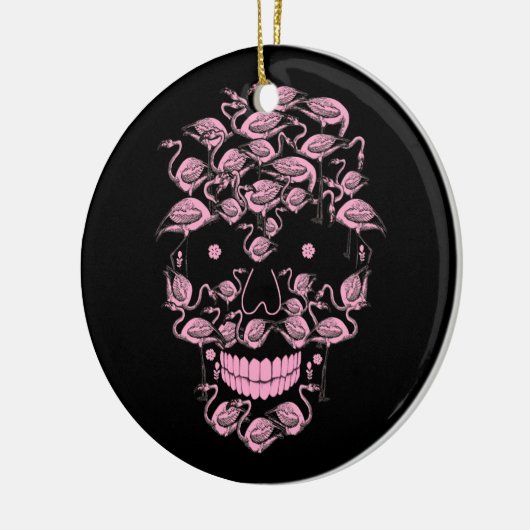 Pink Flamingo Skulls Flamingo Lover Halloween Keramik Ornament (Links)