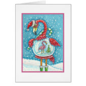 PINK FLAMINGO SNOWGLOBE, CHRISTMAS GREETCARD B (Vorne)