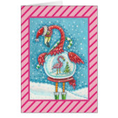PINK FLAMINGO SNOWGLOBE, CHRISTMAS GREETCARD V (Vorne)