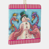 PINK FLAMINGO SNOWMAN, CHRISTMAS FERIENORNATION KERAMIKORNAMENT (Rechts)