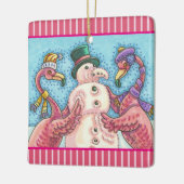 PINK FLAMINGO SNOWMAN, CHRISTMAS FERIENORNATION KERAMIKORNAMENT (Links)