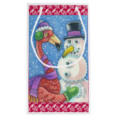Pink Flamingo Snowman CHRISTMAS GIFT BAG Kleine Geschenktüte (Rückseite)