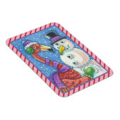 PINK FLAMINGO SNOWMAN CHRISTMAS MAGNET Rectangle (Rechte Seite)