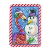 PINK FLAMINGO SNOWMAN CHRISTMAS MAGNET Rectangle (Vertikal)