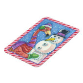 PINK FLAMINGO SNOWMAN CHRISTMAS MAGNET Rectangle (Linke Seite)