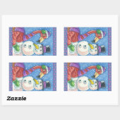 PINK FLAMINGO SNOWMAN CHRISTMAS STICKERS Rectangle (Blatt)