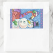 PINK FLAMINGO SNOWMAN CHRISTMAS STICKERS Rectangle (Tasche)