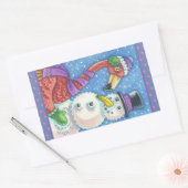 PINK FLAMINGO SNOWMAN CHRISTMAS STICKERS Rectangle (Umschlag)