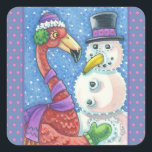 PINK FLAMINGO SNOWMAN, CHRISTMAS STICKERS Square<br><div class="desc">SNOWMAN FLAMINGO STIL. FUN LIEBING CHRISTMAS STICKERS Sheet,  Quadrat *Maßgeschneidert ,  Blau/Rosa Grenzen ...  Suchen nach übereinstimmenden Elementen - Susan-Brack-Design</div>