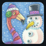 PINK FLAMINGO SNOWMAN CHRISTMAS STICKERS Square<br><div class="desc">SNOWMAN FLAMINGO STIL. FUN LIEBING CHRISTMAS STICKERS Sheet,  Square ...  Suchen nach übereinstimmenden Elementen - Susan-Brack-Design</div>