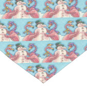 PINK FLAMINGO SNOWMAN CHRISTMAS TABLE RUNNER KURZER TISCHLÄUFER (Ecke)