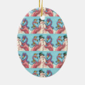 PINK FLAMINGO SNOWMAN, FUNNY CHRISTMAS SNOW BIRD KERAMIK ORNAMENT (Hinten)