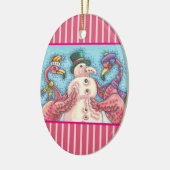 PINK FLAMINGO SNOWMAN, FUNNY CHRISTMAS VRDS KERAMIK ORNAMENT (Links)