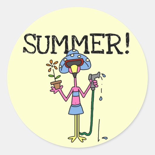 Pink Flamingo Sommer T - Shirt und Geschenke Runder Aufkleber (Vorderseite)