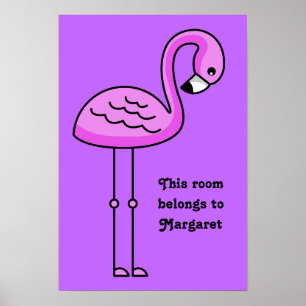 Pink Flamingo Sondertext & Farbposter Poster