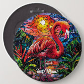 Pink Flamingo Stain Glass Design Button (Vorne & Hinten)
