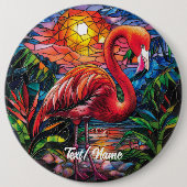 Pink Flamingo Stain Glass Design Button (Vorderseite)