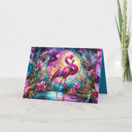 Pink Flamingo Stained Glass Mosaic Karte